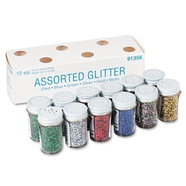 Pacon 91356 Spectra Glitter 6-Color Assortment  3/4 oz. Shaker-Top Jars  12 per Pack, Pacon Corporation, Mfr#: 91356